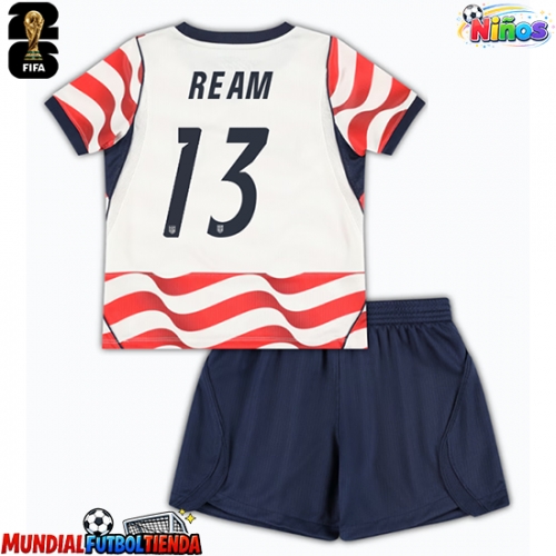 Camiseta Estados Unidos Tim Ream #13 Primera Equipación Replica Mundial 2026 para niños mangas cortas (+ Pantalones cortos)